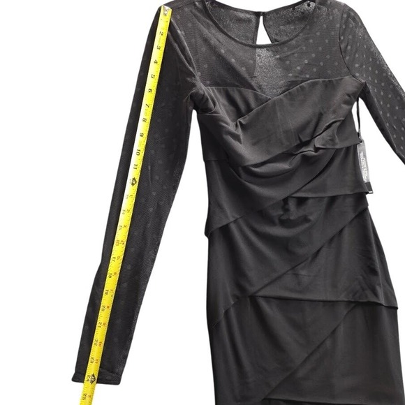 White House Black Market Instantly Slimming Black Tiered Mesh Sleeve Dress 4 - Picture 8 of 12